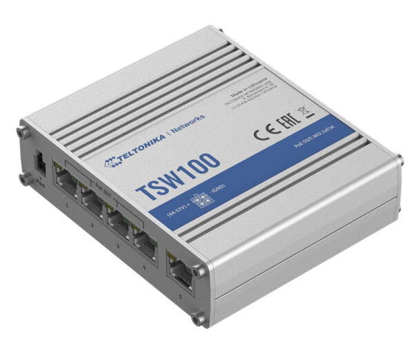 TSW100 is a robust industrial grade switch with 5x Gigabit Ethernet ports