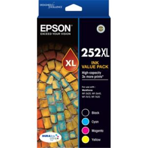 252XL VP HIGH CAP DURABRITE ULTRA 4 INK VALUE PACK FOR W/F WF3620-3640-7610-76207725