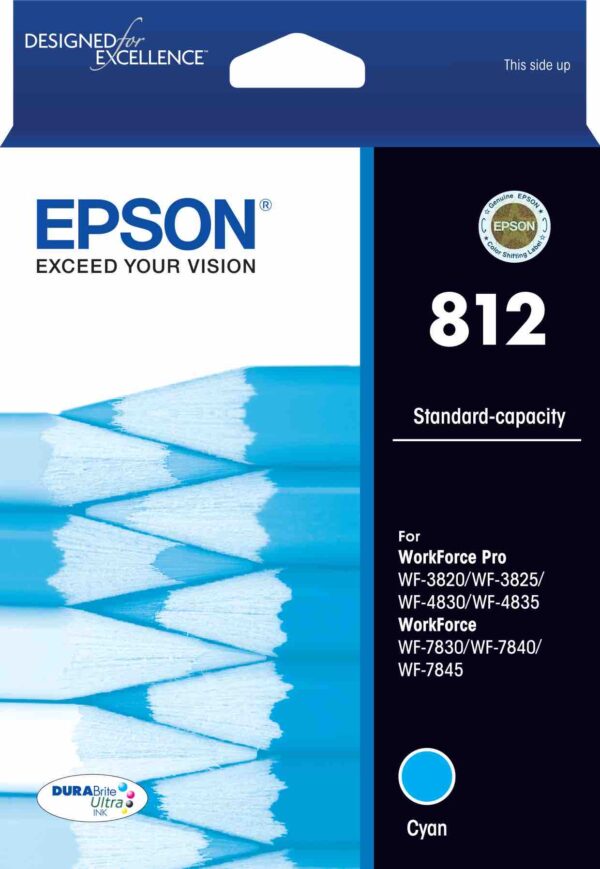 812 STD CAP DURABRITE ULTRA CYAN INK SUITS WF-3820 WF-3825 4830 4835 7830 7840 7845