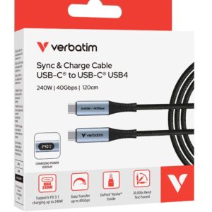 Verbatim Sync  Charge USB C to USB C 240W 40 Gbps Display 120 cm