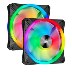 Give your PC spectacular lighting from any angle with the CORSAIR iCUE QL140 RGB PWM Dual Fan Kit