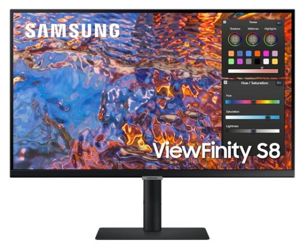 Samsung S80PB 27" ViewFinity UHD 60Hz IPS HRD Monitor USB-C LAN 3840x2160 5ms Height Adjust Tilt Swivel Pivot DisplayPort HDMI USB Hub USB-C VESA