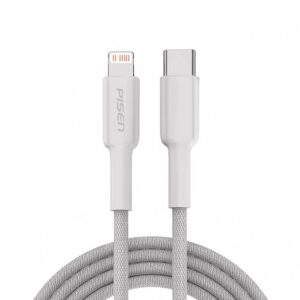 Pisen Braided Lightning to USB-C 20W PD Fast Charge Cable (1M) White