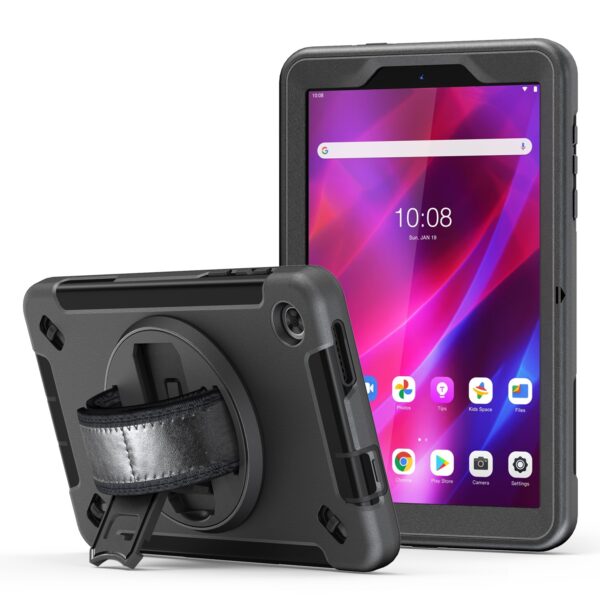 Generic Rugged Lenovo Tab M8 (4th Gen) (8") (TB-300) Case + Screen Protector Black