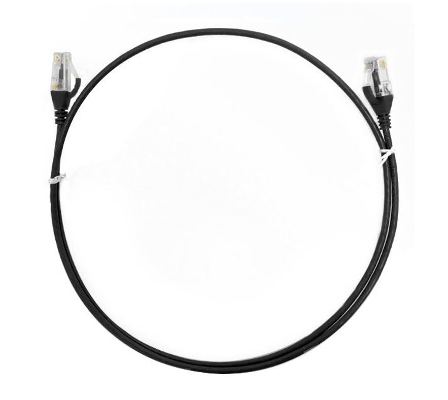 8ware CAT6 Ultra Thin Slim Cable 2m / 200cm - Black Color Premium RJ45 Ethernet Network LAN UTP Patch Cord 26AWG