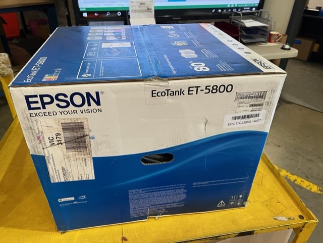 EPSON WORKFORCE ET-5800 ECOTANK 4 CLR INTEGRATED INK MFC PRINTER - BOX DAMAGED BOX