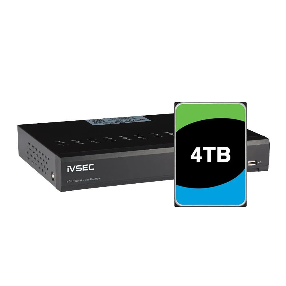 IVSECIVSEC KIT 2 X NC119XA  2 x NC544ADXB  IVNR308XD-4TB 8 x PoE NVR 4K IVSNVR - SOHO / SMB