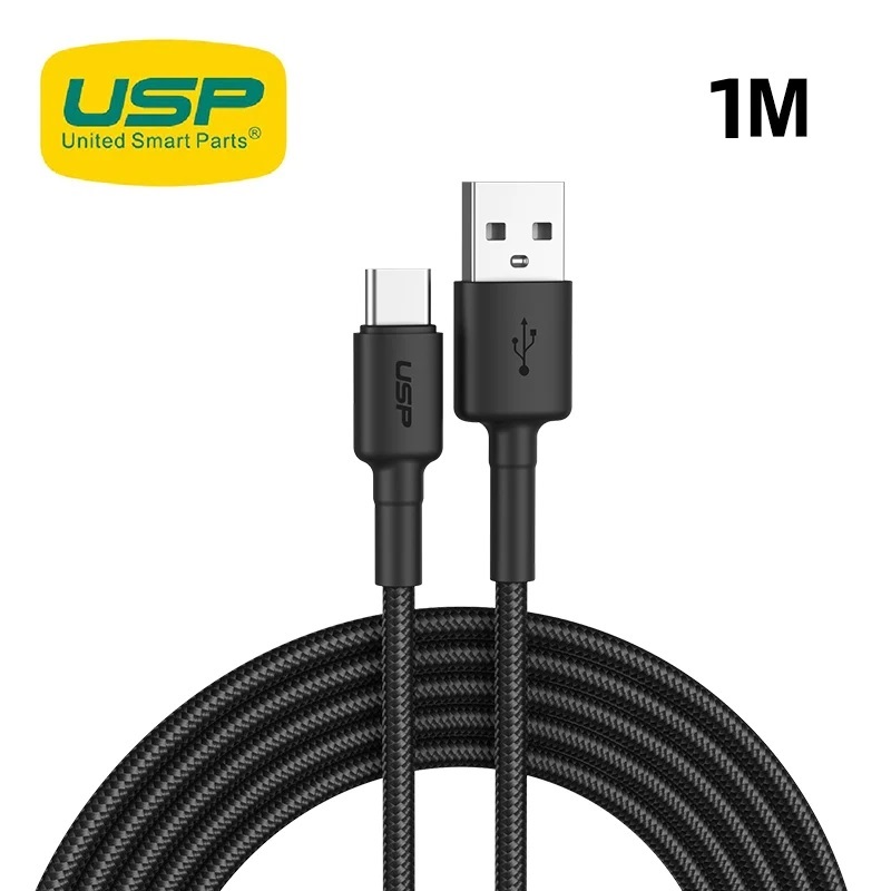 USP BoostUp Braided USB-C to USB-A Cable (1M) Black