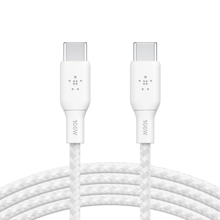 Belkin BoostCharge Braided USB-C to USB-C Cable (2m/6.6ft) - White (CAB014bt2MWH)