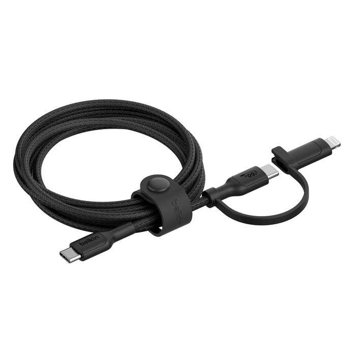 Belkin BoostCharge Pro 2-in-1 Cable With USB-C and Lightning Connector - Black (CAC003fq1.5MBK)