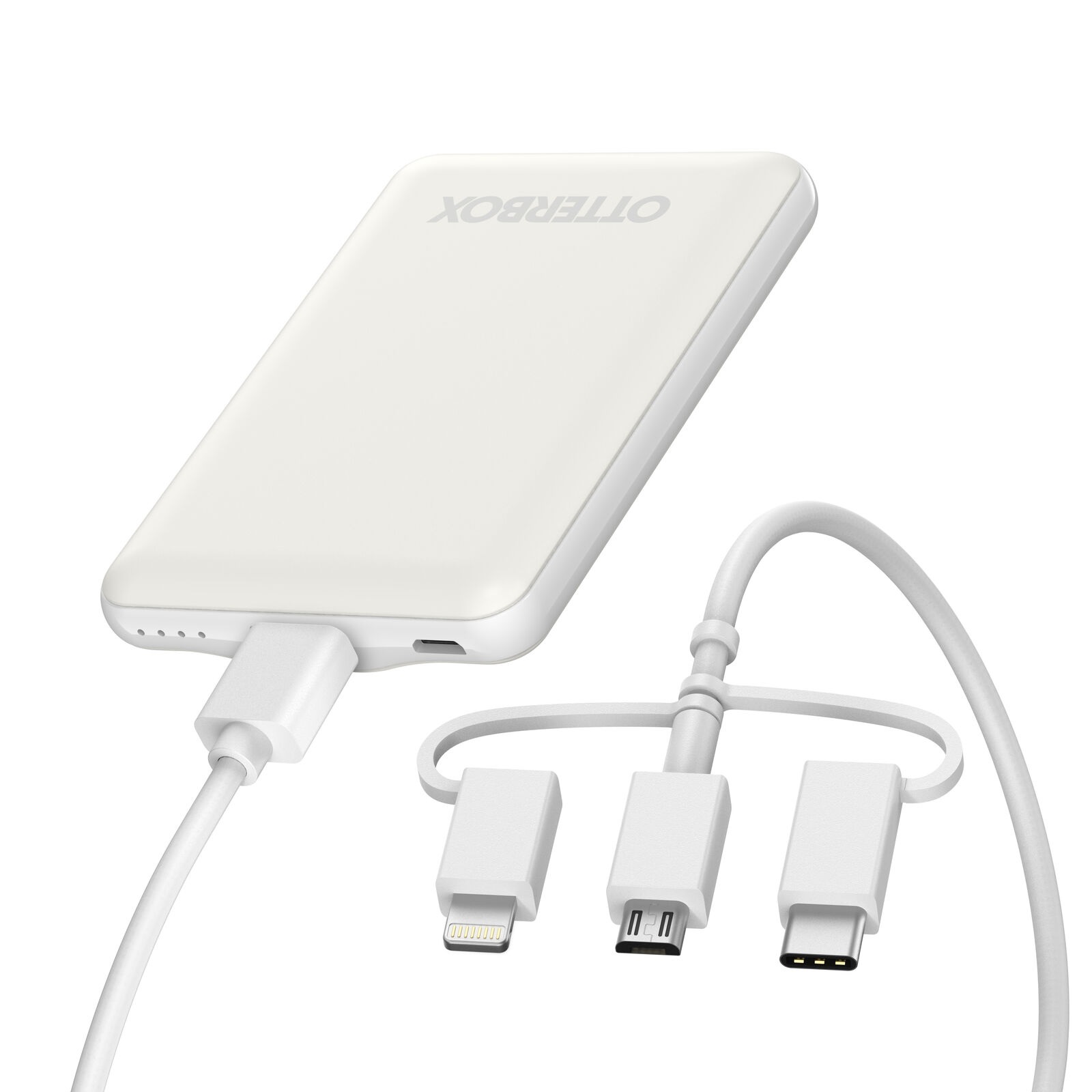 OtterBox 5K mAh Power Bank with 3-in-1 Cable (USB-A to Lightning + USB-C + Micro-USB) - White (78-80836)