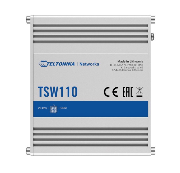 TSW110 is an unmanaged Gigabit Ethernet switch and a simplified version (without PoE) of its prototype – TSW100. - PSU included