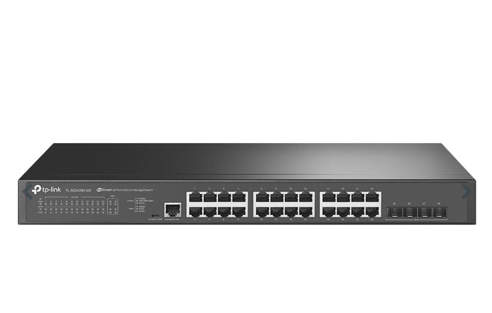 TP-Link TL-SG3428X-M2 JetStream 24-Port 2.5GBASE-T L2+ Managed Switch with 4 10GE SFP+ Slots (Project Only)