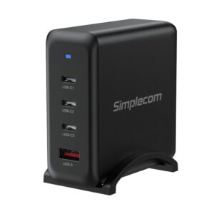 Simplecom CU400 4-Port PD 100W GaN Fast Charger 3xUSB-C + USB-A for Phone Tablet Laptop – Simplecom CBSI-CU400 Wall Chargers Product Image