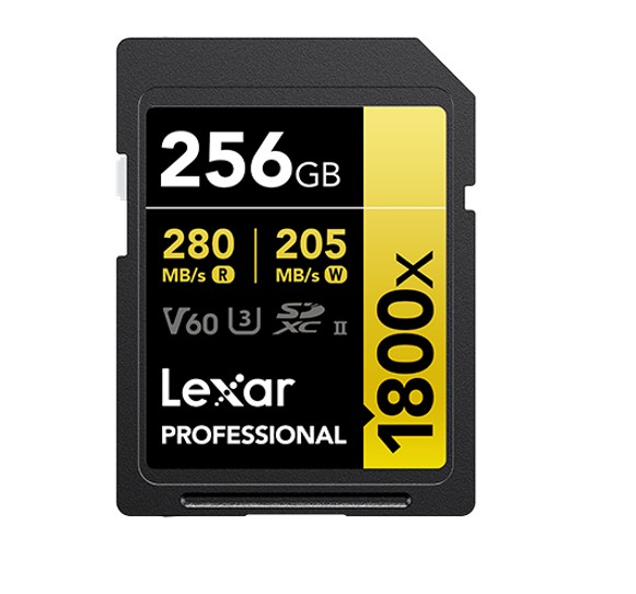 Lexar Professional 1800x 256G SDXC™ UHS-II Card GOLD Series