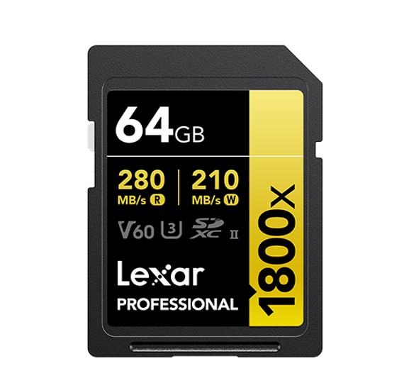 Lexar Professional 1800x 64G SDXC™ UHS-II Card GOLD Series