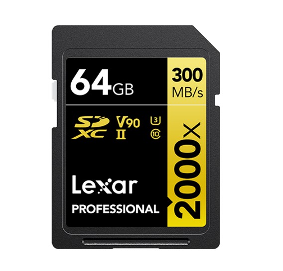 Lexar Professional 2000x 64GB SDHC™/SDXC™ UHS-II Card GOLD Series