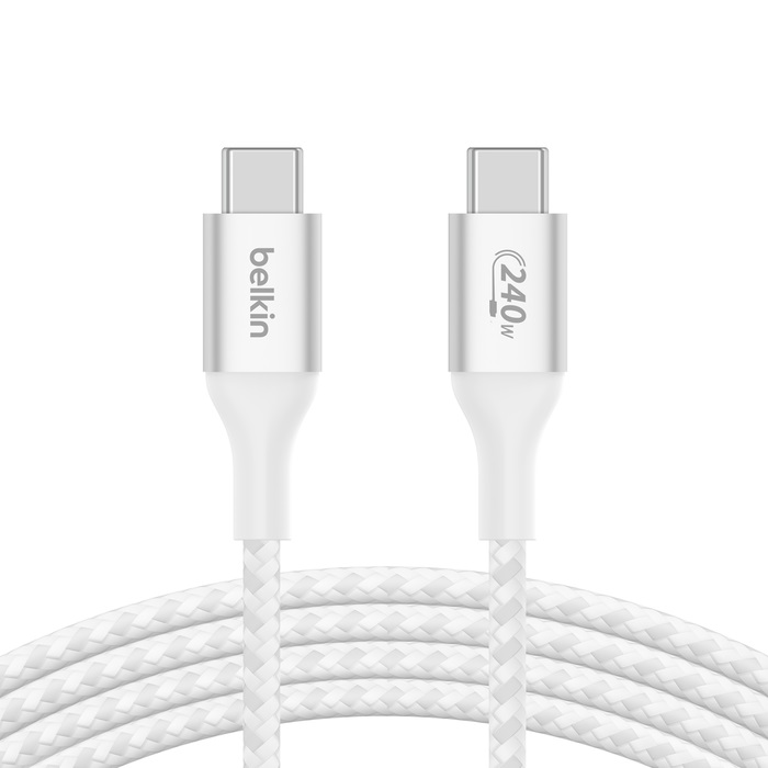 Belkin BoostCharge Braided 240W USB-C Charging Cable 2M - White (CAB015bt2MWH)