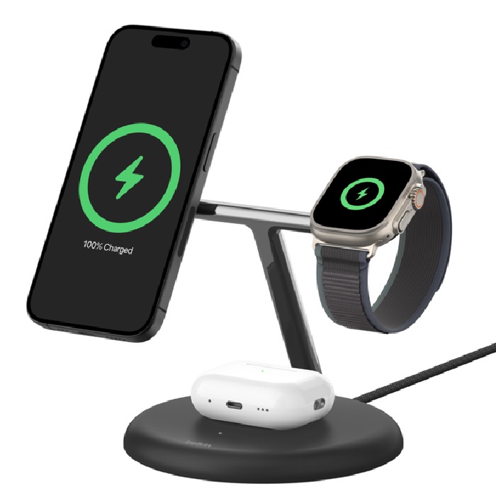 Belkin BoostCharge Pro 3-in-1 Magnetic Wireless Charging Stand with Qi2 15W