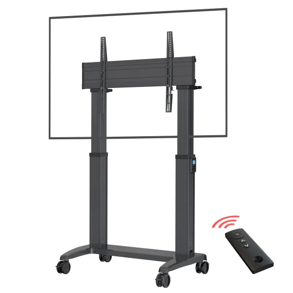 NORTH BAYOU HEAVY DUTY ELECTRIC HEIGHT ADJUST TV TROLLEY 60 - 100 136KG