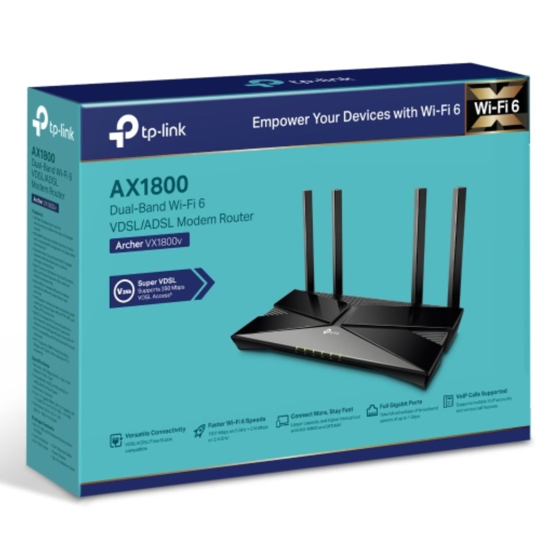 TP-Link Archer VX1800v AX1800 Dual-Band Wi-Fi 6 VDSL/ADSL Modem Router