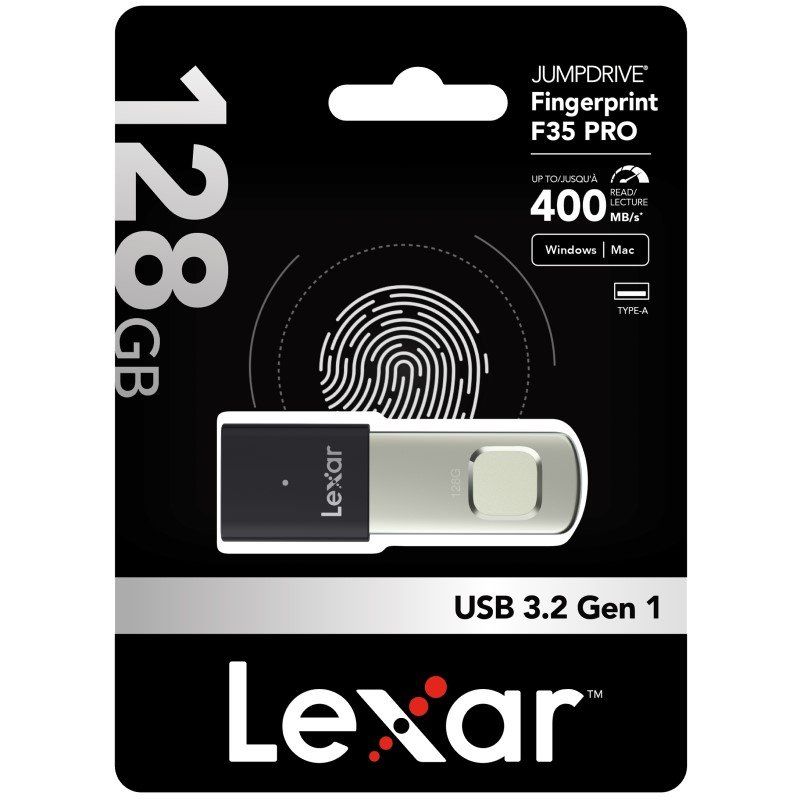 Lexar JumpDrive Fingerprint F35 PRO 128GB USB3.0 Flash Drive