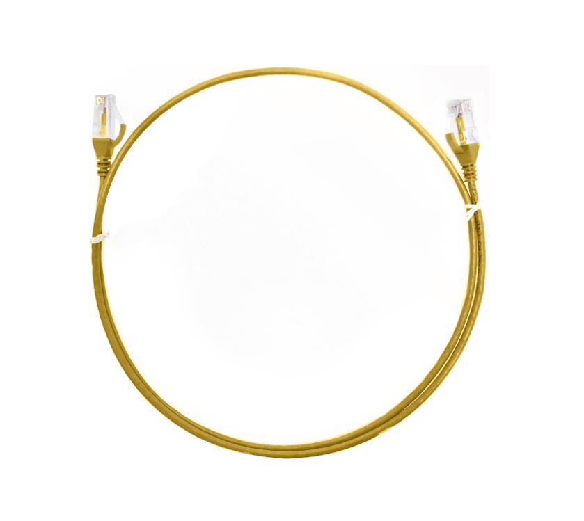 8ware CAT6 Ultra Thin Slim Cable 0.25m / 25cm - Yellow Color Premium RJ45 Ethernet Network LAN UTP Patch Cord 26AWG