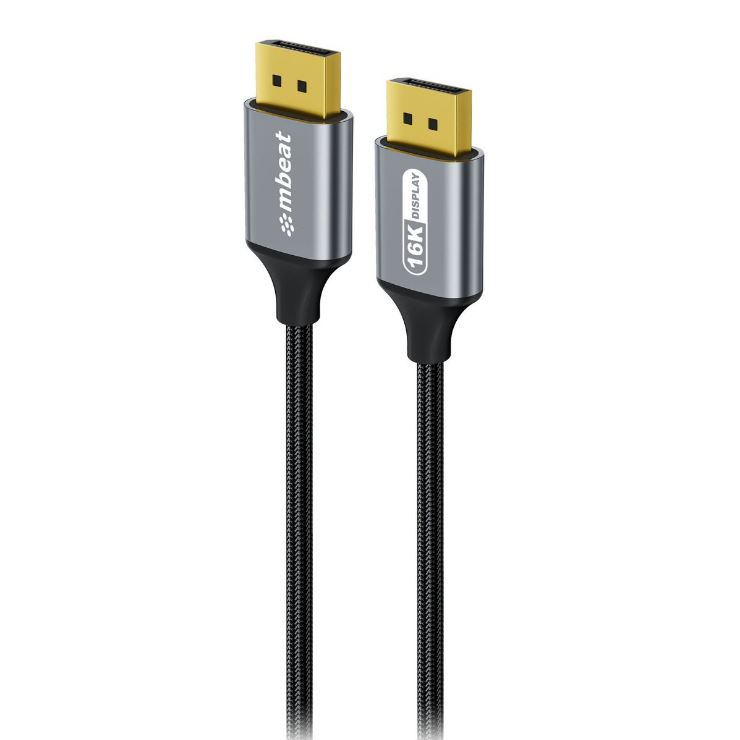 mbeat Tough Link 1.8m 16K DP to DP Cable - Space Grey 40Gbps 180cm × 2.2cm × 1.10cm