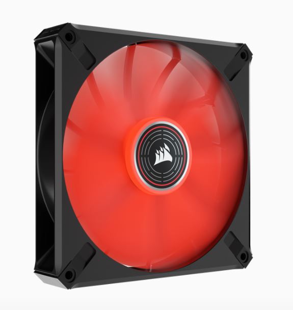 The CORSAIR ML140 LED ELITE Red Premium 140mm PWM Magnetic Levitation Fan boasts CORSAIR AirGuide technology and a magnetic levitation bearing for high-performance quiet