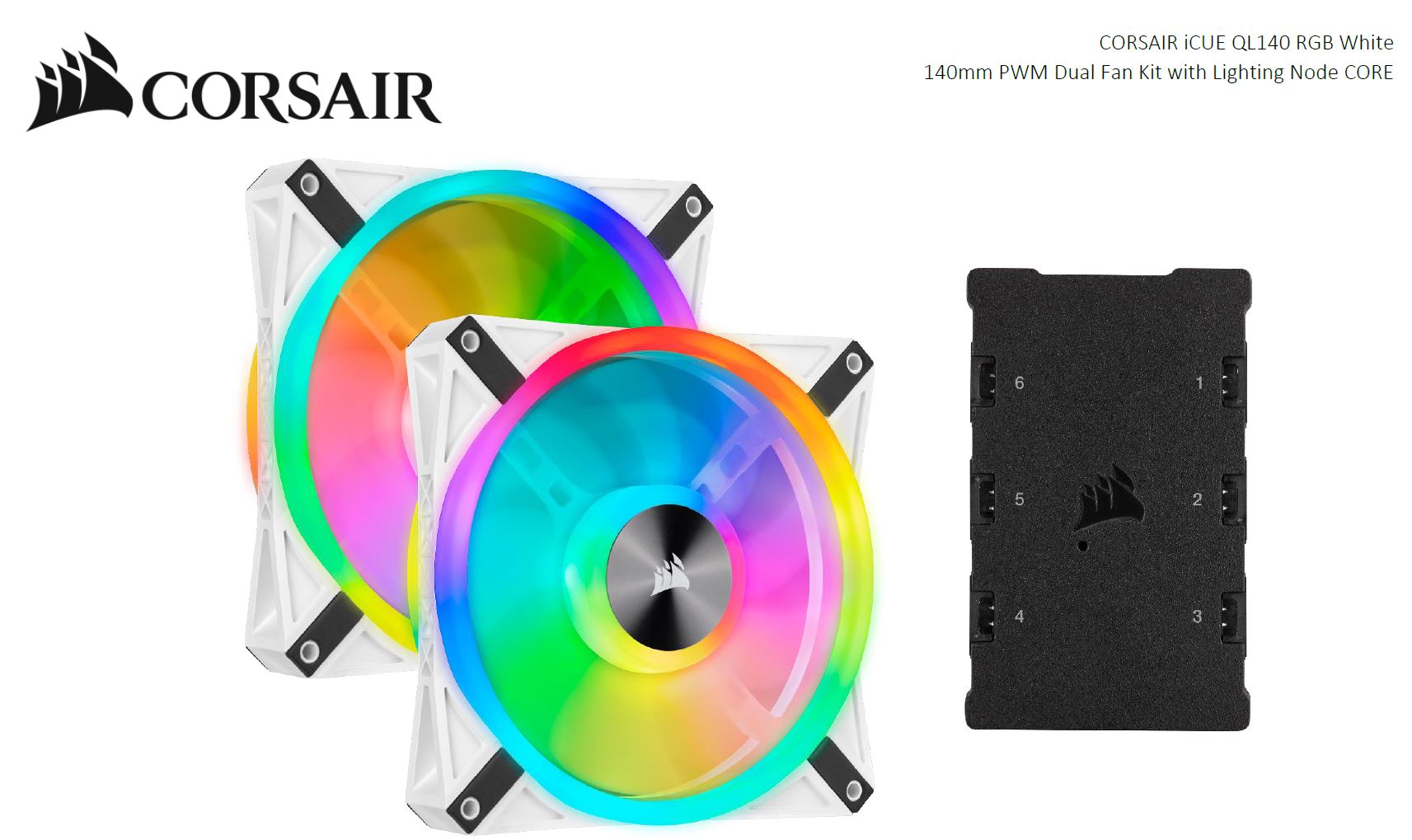 Give your PC spectacular lighting from any angle with the CORSAIR iCUE QL140 RGB PWM Dual Fan Kit