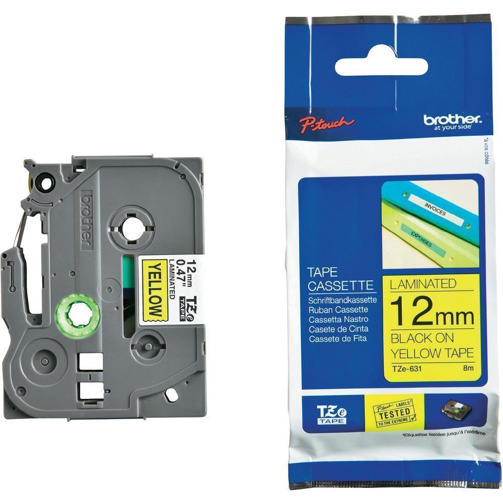 Brother TZe-631 Labeller Tape 12mmx8m Black on Yellow