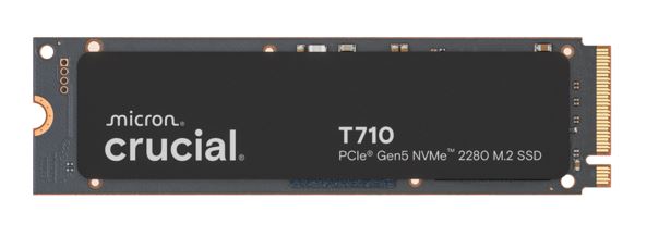 Crucial T710 4TB PCIe Gen5 NVMe 2280 SSD - 14500/13800 MB/s R/W 2400TBW 1500K IOPs 1.5M hrs MTTF with DirectStorage for Intel 13th Gen  AMD Ryzen 7000