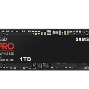 SamsungSamsung 990 Pro 1TB Gen4 NVMe SSD 7450MB/s 6900MB/s R/W 1550K/1200K IOPS 600TBW 1.5M Hrs MTBF for PS5 5yrs WtyM.2 NVMe PCIe SSD