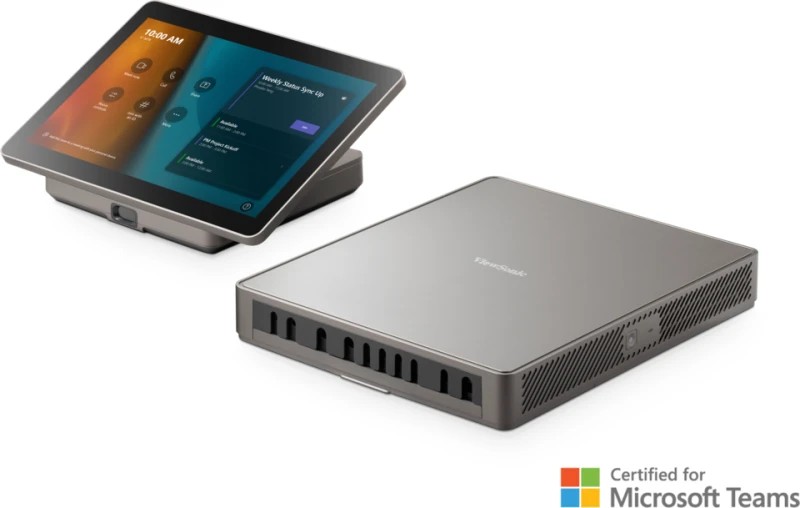 The MRC1010-TN Teams Rooms Touch Console is the cornerstone of the ViewSonic Meeting Space Solution for Microsoft Teams Rooms. Tailored to enhance collaboration in meeting spaces of diverse sizes