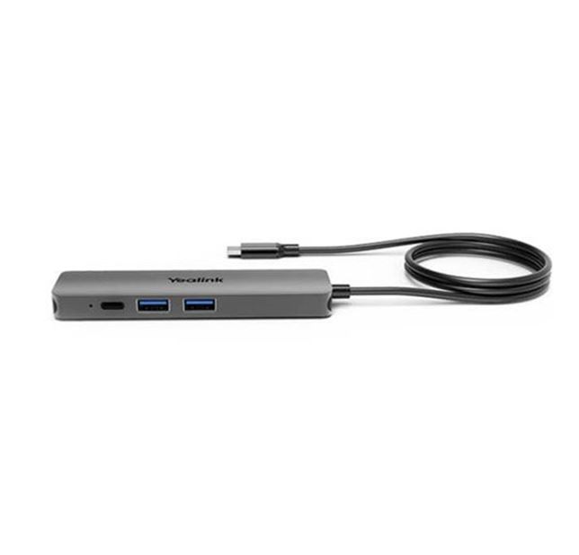 The Yealink BYOD-BOX is a Cable Hub with a 1.5m USB-C Cable (USB-C to USB-A adapter included) for easy plug  play setups.