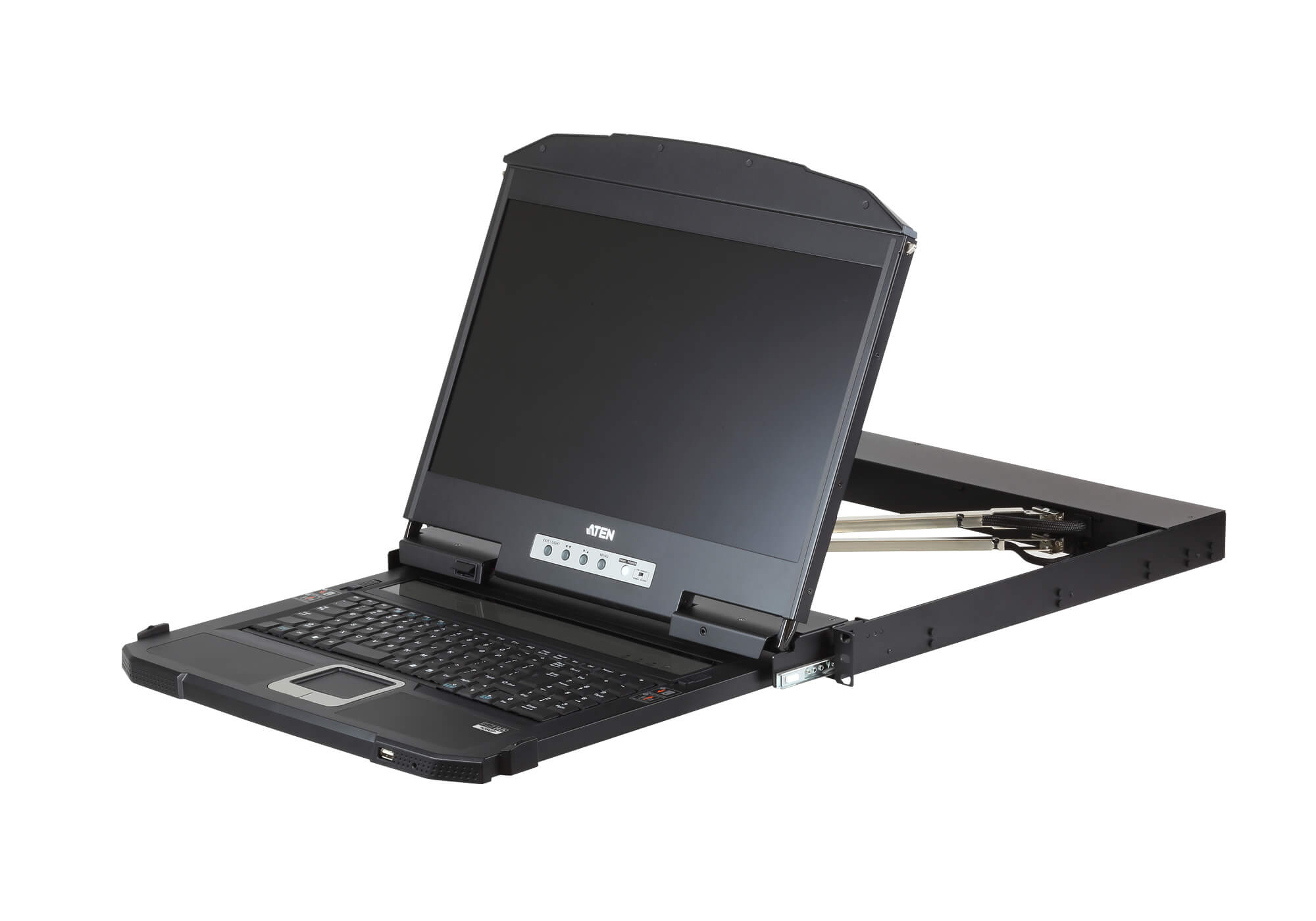 The CL3800 USB HDMI DVI VGA LCD Console is a short depth dual rail LCD KVM console featuring an 18.5