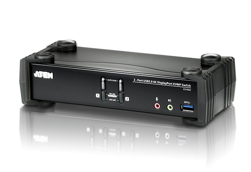 Aten Desktop KVMP Switch 2 Port Single Display 4k DisplayPort w/ audio