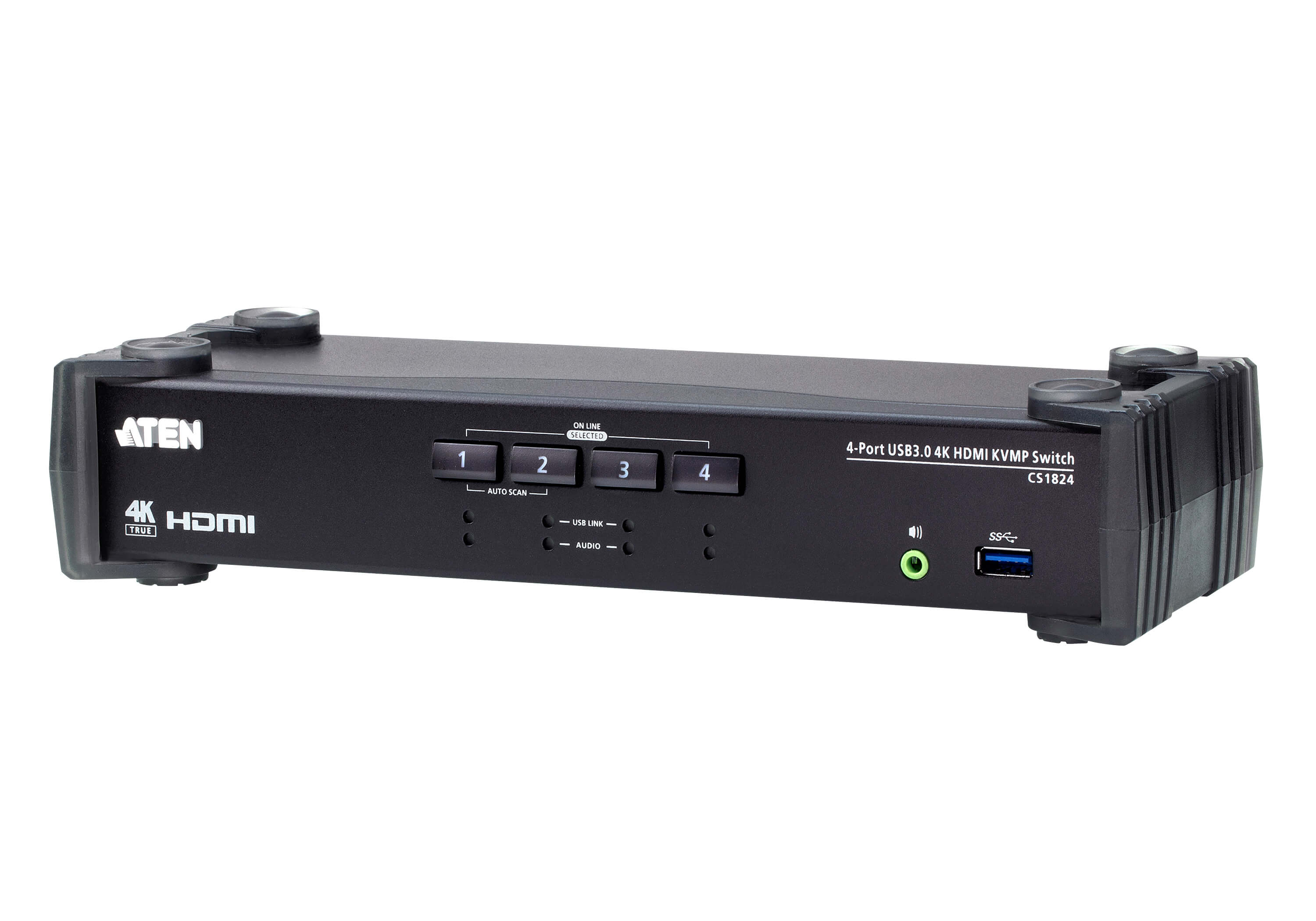 Aten Desktop KVMP Switch 4 Port Single Display 4k HDMI w/ audio mixer mode