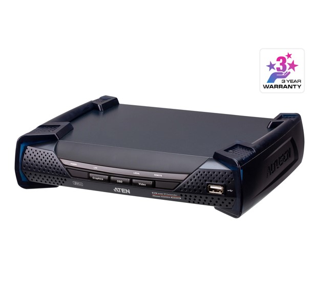 The KE6900A extenders are consisted of a high performance IP-based receiver (KE6900AR) that provides console access from a separate location. The KE6900A allows extended access of computer systems remotely via USB consoles (USB keyboard