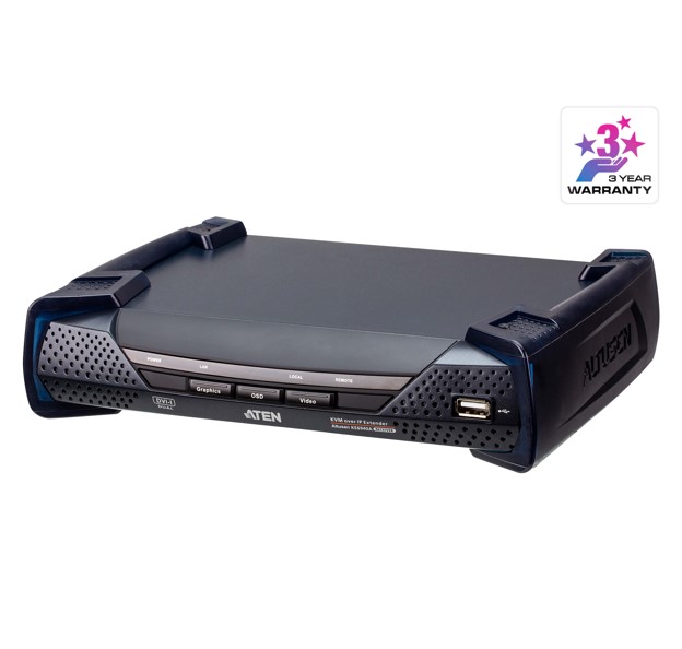 The KE6940A extenders are consisted of a high performance IP-based receiver (KE6940AR) that provides console access from a separate location. The KE6940A allows extended access of computer systems remotely via USB consoles (USB keyboard