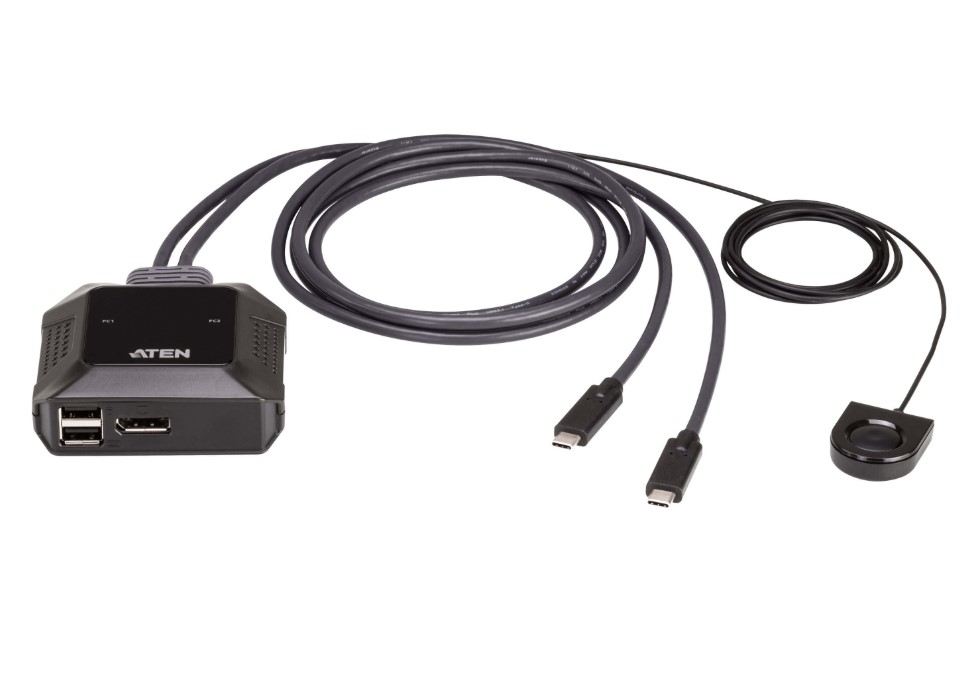 One KVM switch allows for easy control and fast switch between two USB-C devices from a single set of keyboard