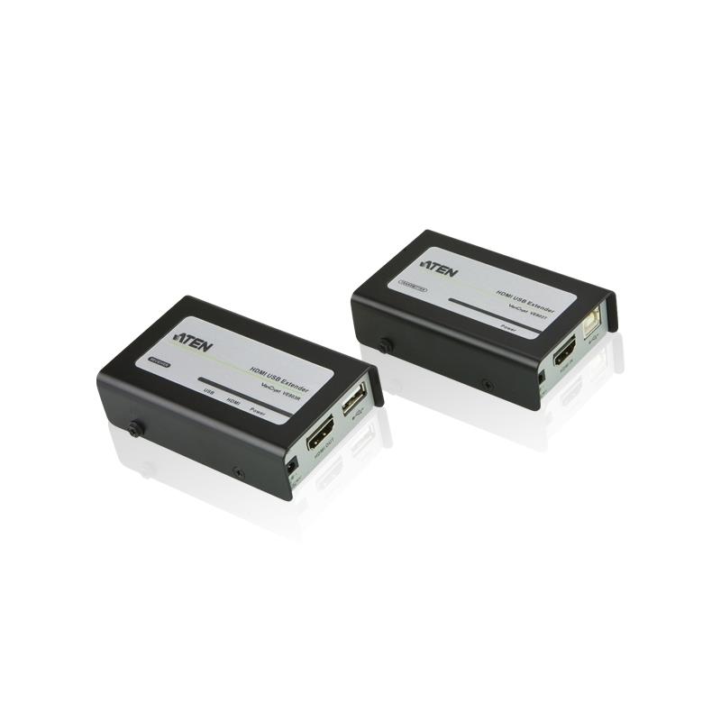 The VE803 HDMI USB Extender extends an HDMI signal up to 60 meters from the HDMI source using two Cat 5e cables. It is capable of sending 1080i signals up to 60 meters and 1080p signals up to 40meters. The VE803 is equipped with USB connectors which allow you to extend any USB device between the units. The USB feature also provides support for touch panel control