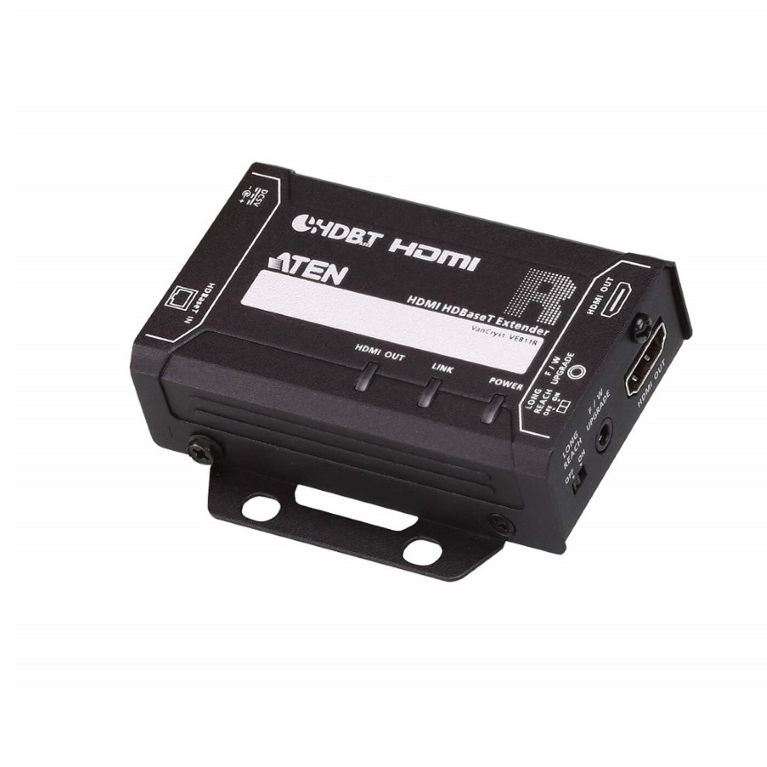 The ATEN VE811 HDMI HDBaseT Extender guarantees the optimum HDMI connection up to 100 m over a single Cat 5e/6/6a or ATEN 2L-2910 Cat 6 cable. The VE811 meets HDMI Specification features including 3D