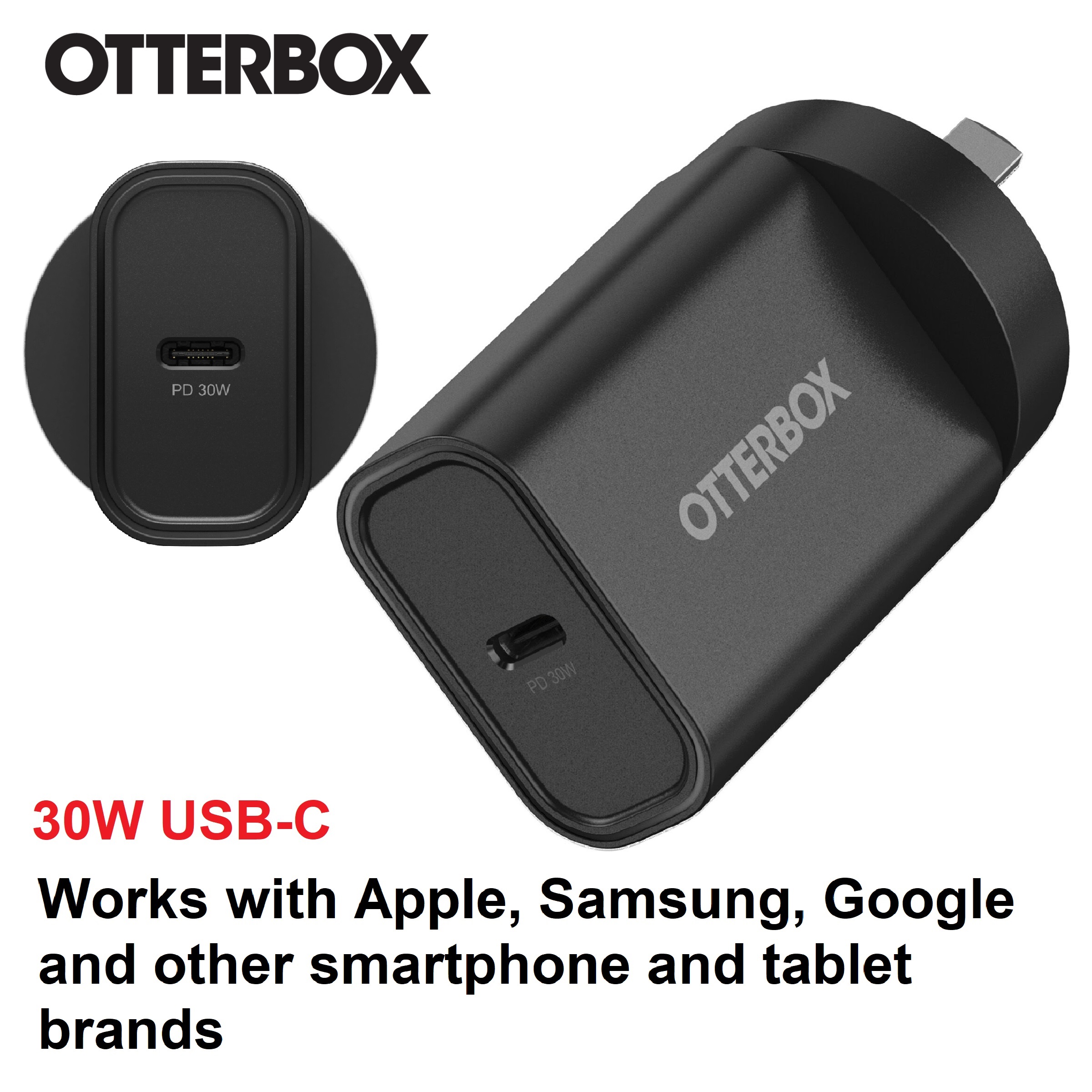 <h3>OtterBox 30W USB-C (Type I) PD Fast Wall Charger - Black (78-81351)</h3>