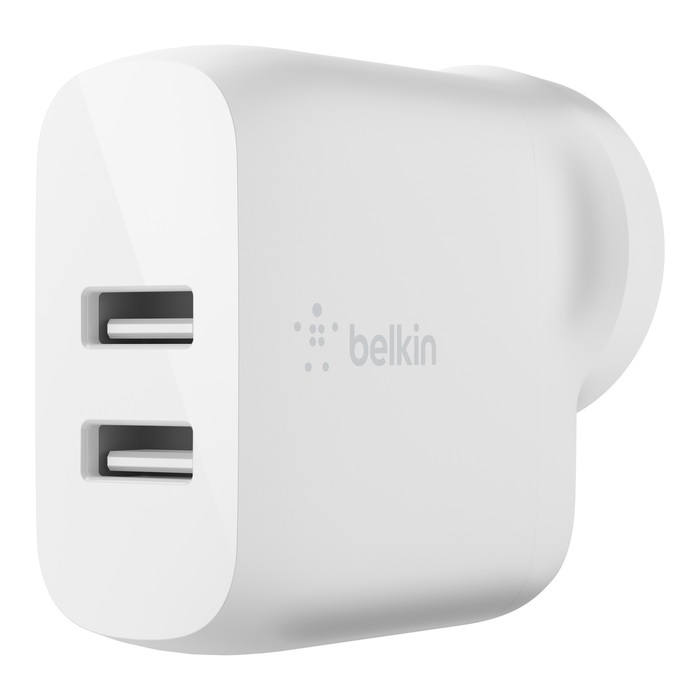 <h3>Belkin BoostCharge 24W Dual USB-A Wall Charger - White (WCB002auWH)</h3>