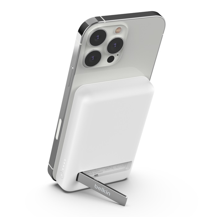 <h3>Belkin BoostCharge Magnetic Wireless Power Bank 5K + Stand - White (BPD004btWT)</h3>