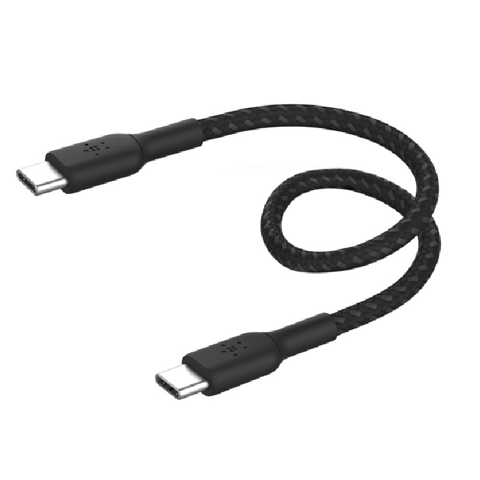 <h3>Belkin BoostCharge Braided USB-C to USB-C Cable (0.15M) - Black (CAB004bt0MBK)</h3>