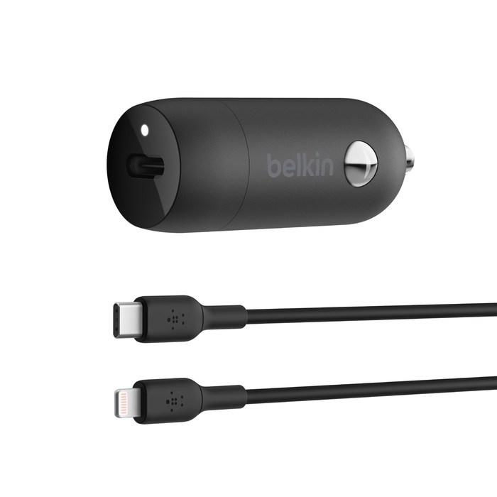 <h3>Belkin BoostCharge 30W USB-C PD Car Charger + USB-C to Lightning Cable (1M) - Black (CCA004bt1MBK-B5)</h3>