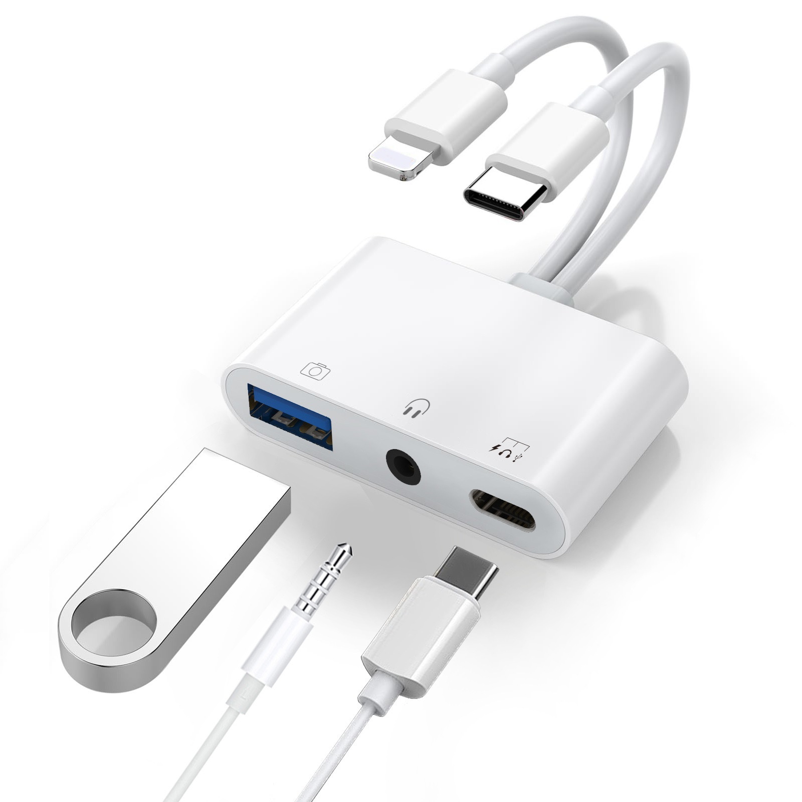 <h3>Generic Lightning/USB-C to USB Adapter features a USB OTG Port
