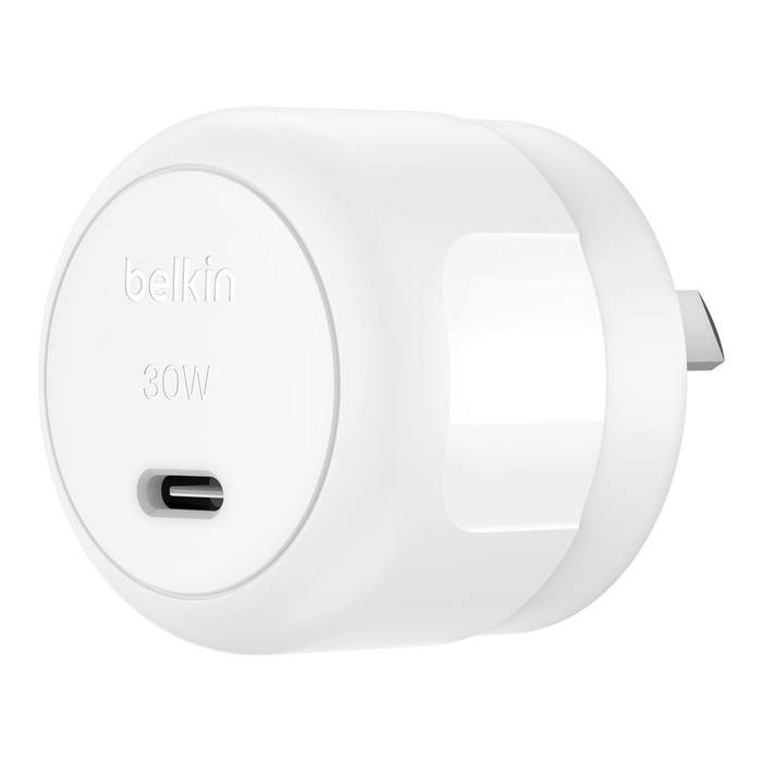 <h3>Belkin BoostCharge Compact 30W USB-C PD 3.1 Wall Charger - White (WCA008auWH)</h3>